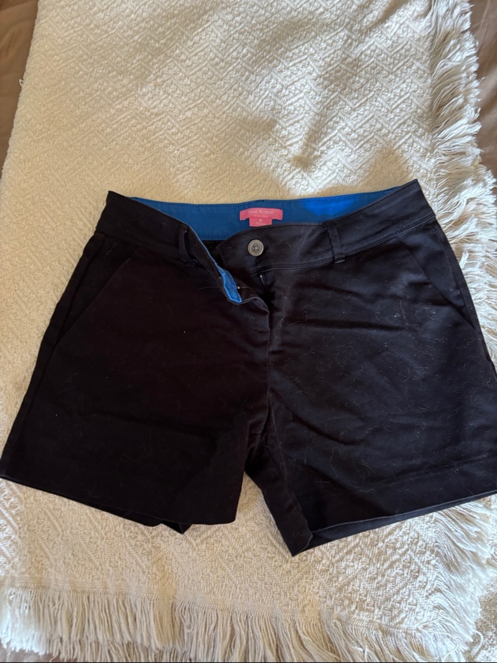 Women’s Classic Black Shorts with Blue Waistband